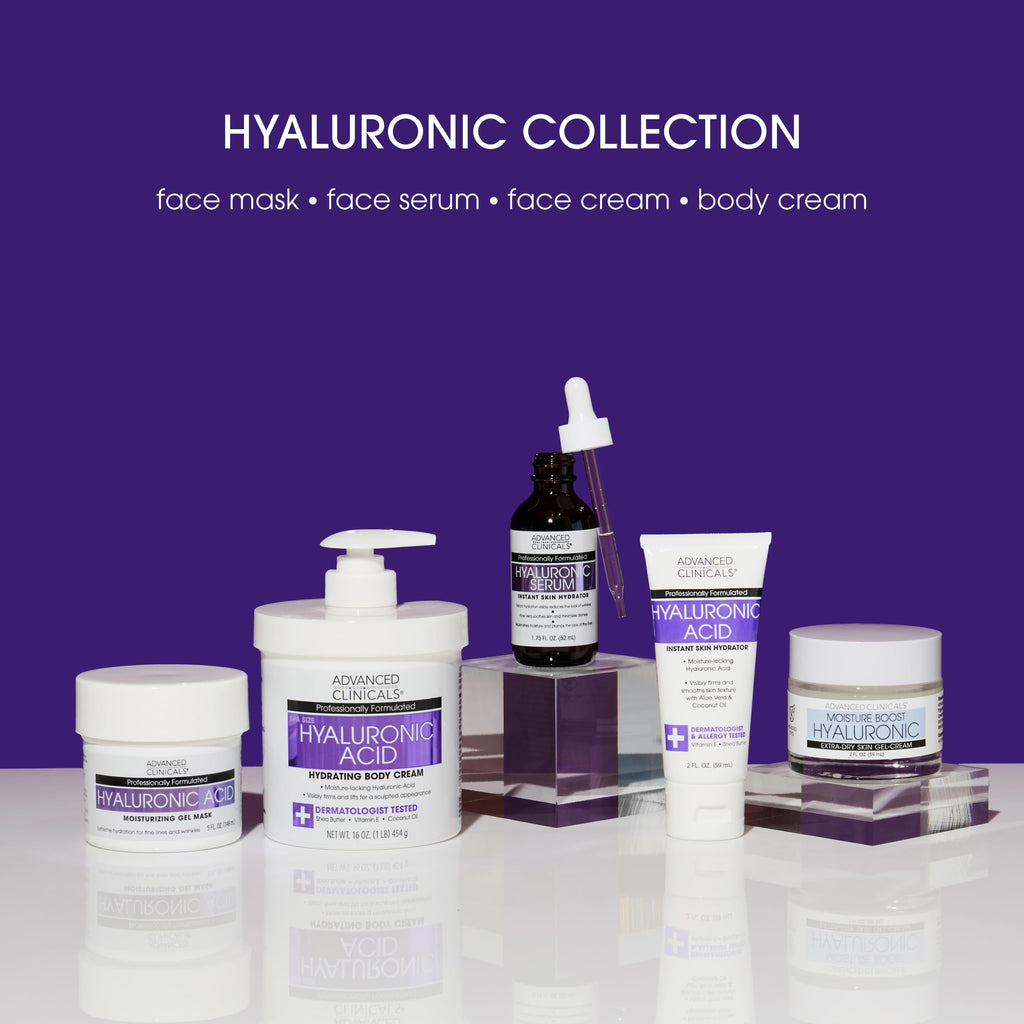 Advanced Clinicals Hyaluronic Acid Moisturizer Body Cream W/Vitamin E | Hydrating Cream & Body Lotion For Women & Men To Help Improve Look of Wrinkles, Dry Skin, Crepey Looking Skin, 16 Ounce