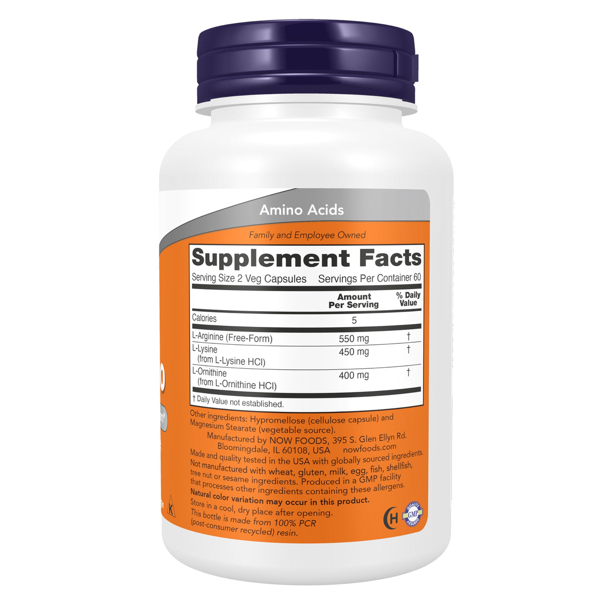 NOW Supplements, Tri-Amino with L-Arginine, L-Ornithine, L-Lysine, 120 Caps