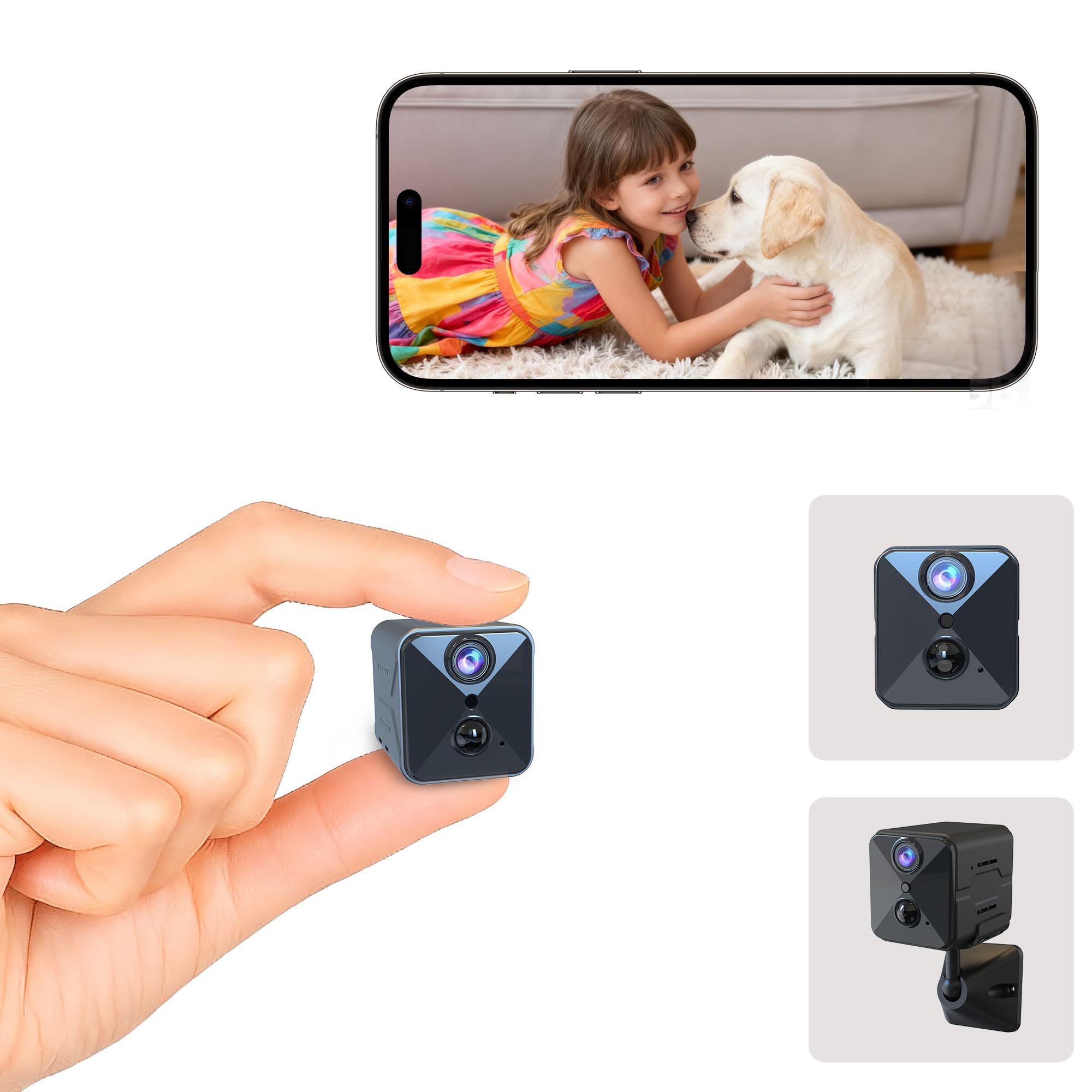 aidowocam 2026 Upgraded 4K HD Mini Security Camera, Wireless WiFi Indoor Nanny Cam with Night Vision, Motion Detection, Remote Viewing & 100-Day Battery Life