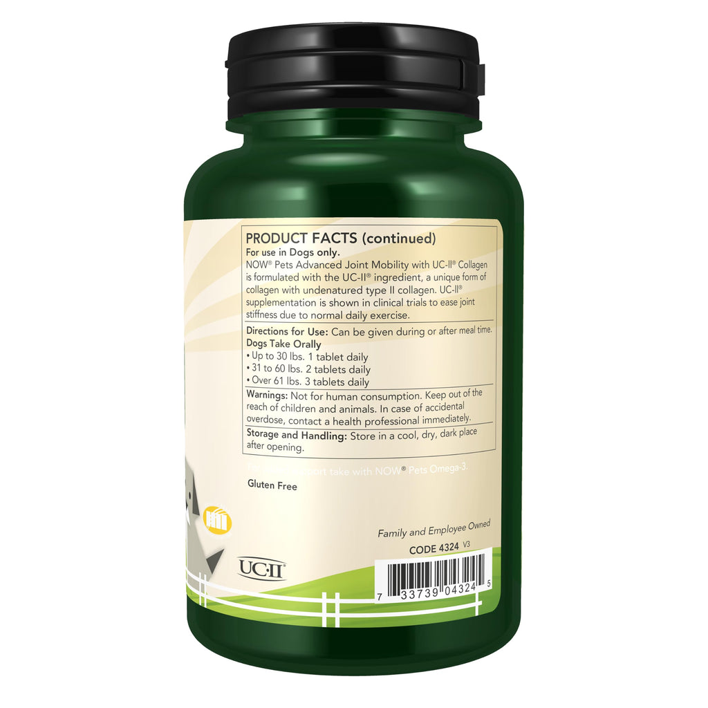 Now® Pets, UC-II® Advanced Joint Mobility Dogs, 60 Chewable Tablets