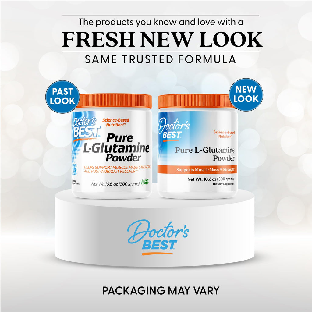 Doctors Best Pure L Glutamine Powder Supplement for Men & Women - L-Glutamine 5g Per Serving, Amino Acid Support, Supports Muscle Mass & Strength, Non-GMO, Gluten Free, Soy Free, Vegan - 10.6 oz