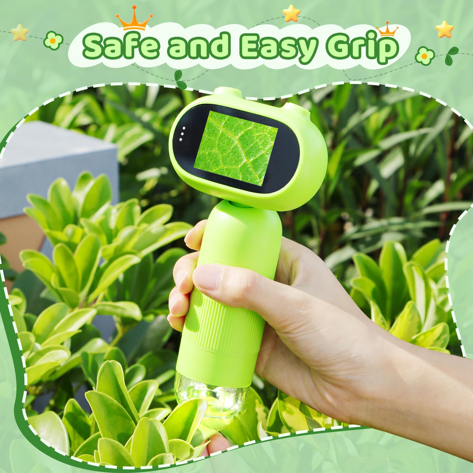 Leipan Pocket Microscope for Kids, 2'' IPS 1080P Magnifier with Light