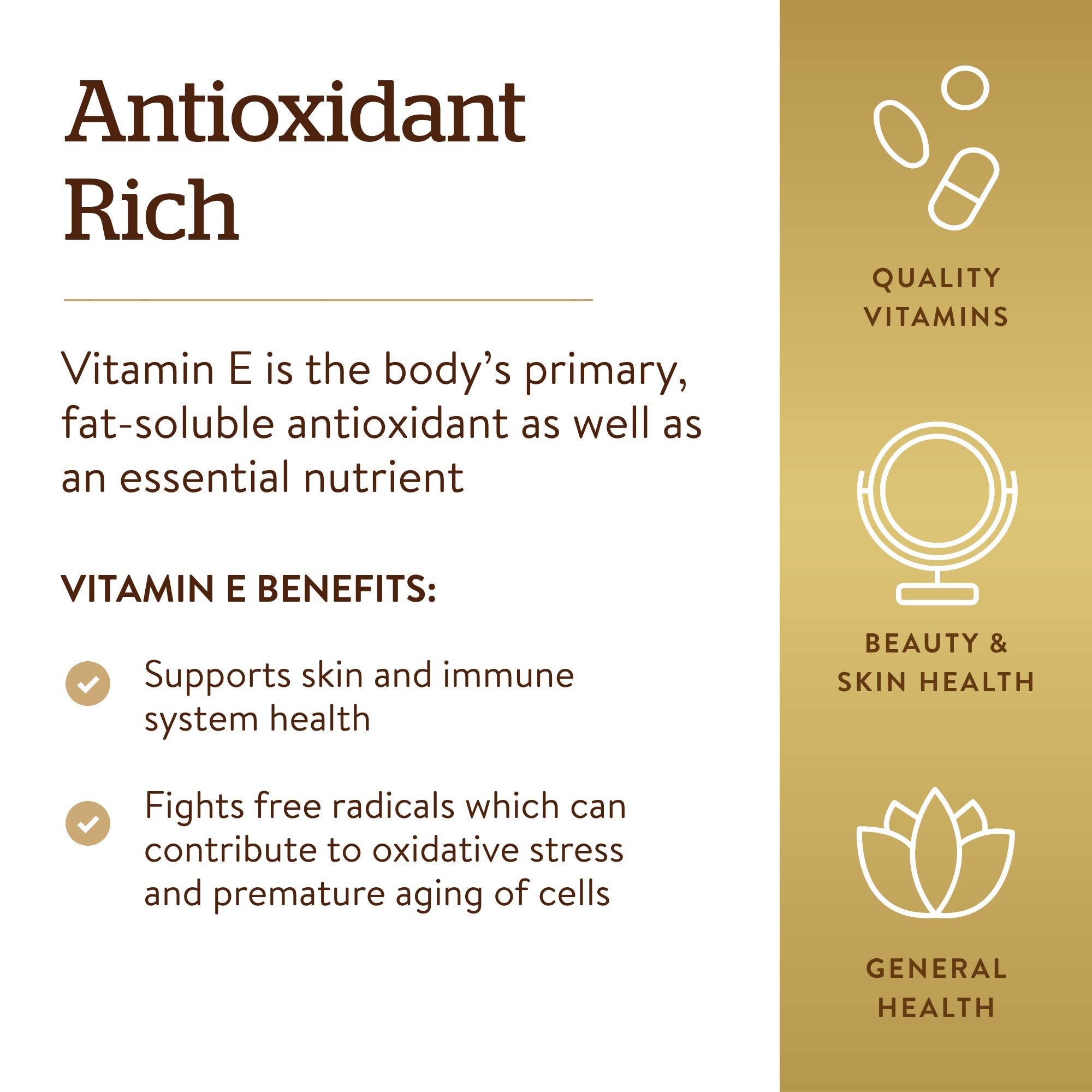 Solgar Vitamin E 670 mg (1000 IU), 100 Mixed Softgels - Natural Antioxidant, Skin & Immune System Support - Naturally-Sourced Vitamin E - Gluten Free, Dairy Free - 100 Servings