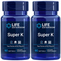 Life Extension Super K, Vitamin K Supplement, 2000 Mcg Vitamin-K and 1180 Mcg Vitamin K2, Heart Health, Once-Daily, 90 Softgels (Pack of 2)