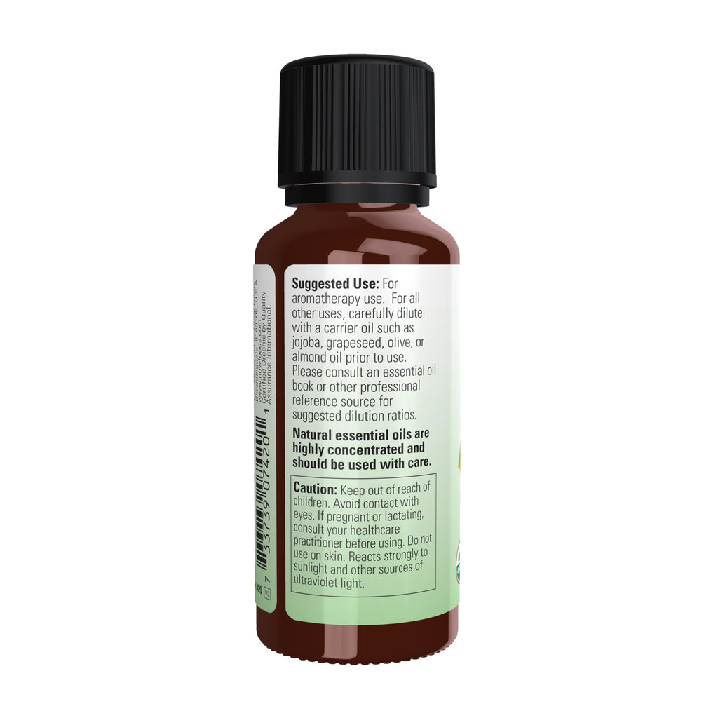 NOW Essential Oils, Organic Lemon Oil, Cold Pressed, Undiluted, 1 fl. oz