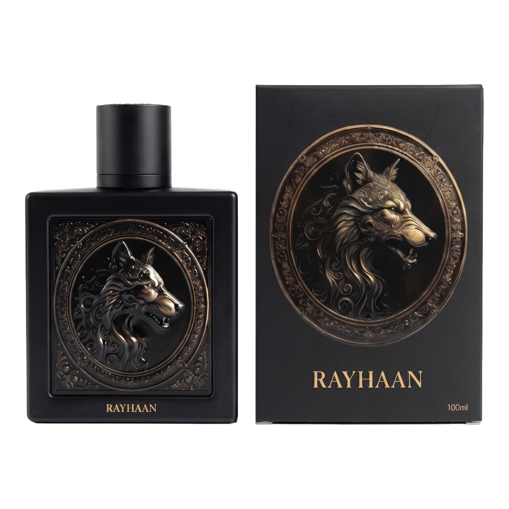 Rayhaan Wolf – Spicy, Gourmand, Amber, Woody – Eau de Parfum Spray Long-Lasting Fragrance for Men, 3.4 Ounce / 100 ml