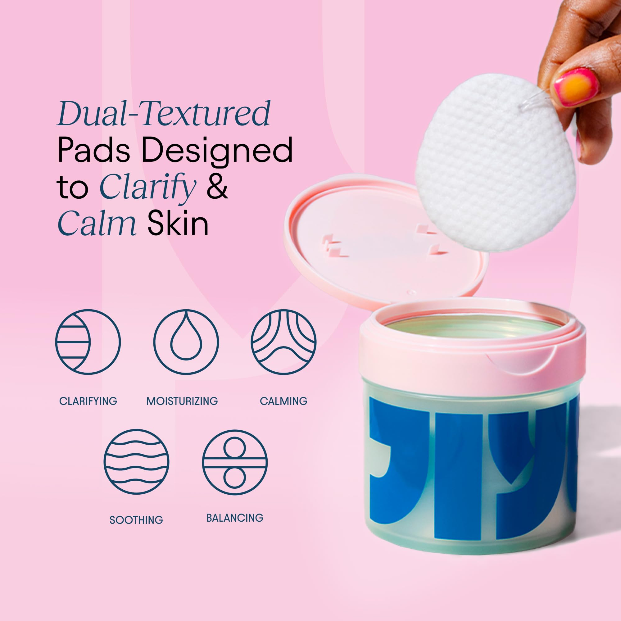 JIYU Cleansing Polish Pads - Korean Skincare for Clogged Pores, Breakouts & Uneven Skin Texture - Face Exfoliating Pads with Glycolic Acid (AHA), Salicylic Acid (BHA) & Niacinamide - 60 Count