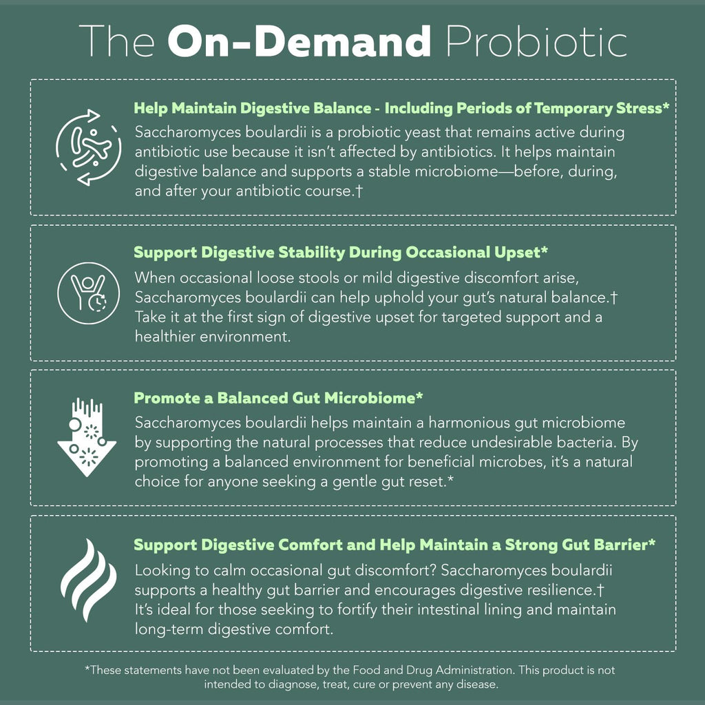 Organic Saccharomyces Boulardii - 10 Billion CFU - Clinically Validated CNCM I-1079 Probiotic Strain - Gut, Digestion & Healthy Bowel Support - First Organic Form of S. Boulardii Probiotic - 60 Count