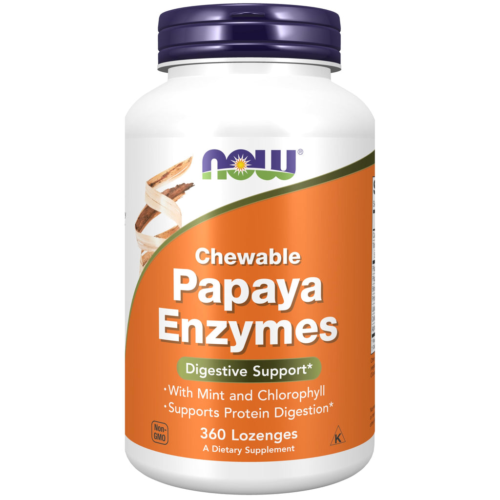 NOW Foods Supplements, Papaya Enzyme with Mint and Chlorophyll, 360 Chewable Lozenges