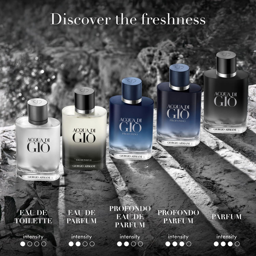 Armani Beauty – Acqua di Giò Profondo – Parfum – Cologne for Men – Fougère Aromatic & Ambery Men’s Fragrance – Bergamot, Everlasting essence, Cistus & Patchouli Notes - 1.6 Fl Oz