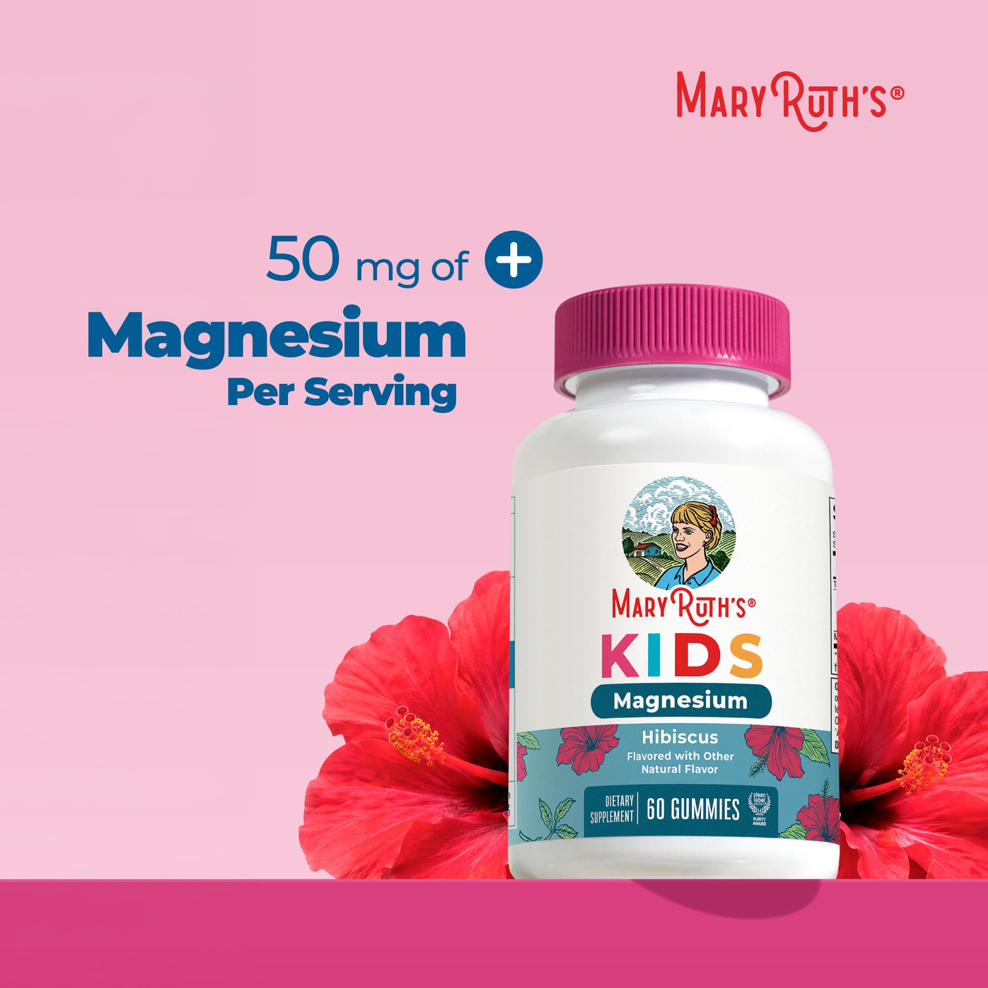 MaryRuth's Kids Magnesium Gummies, 50mg Magnesium Citrate for Kids 4+, 60ct