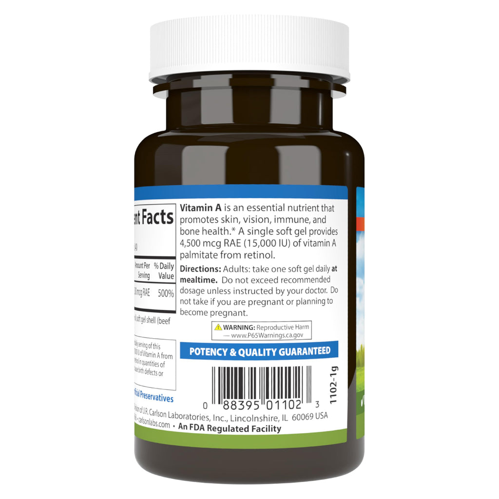 Carlson Vitamin A, 15000 IU, Palmitate (4500 mcg RAE), 240 Softgels