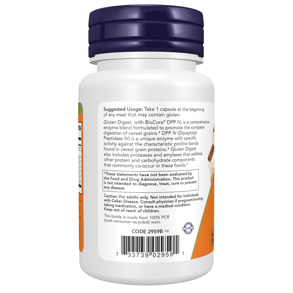 NOW Supplements, Gluten Digest with BioCore®DPP IV, 60 Veg Caps