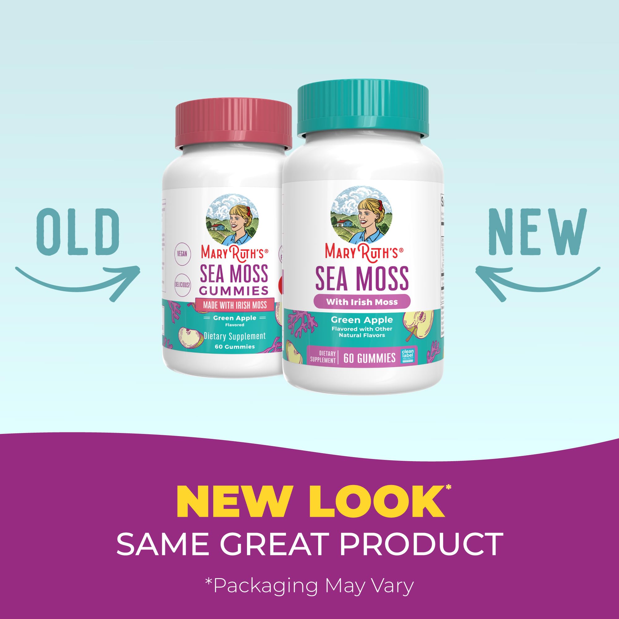 MARYRUTH'S Sea Moss Gummies, Sugar Free Made with Irish Sea Moss, 60 Count