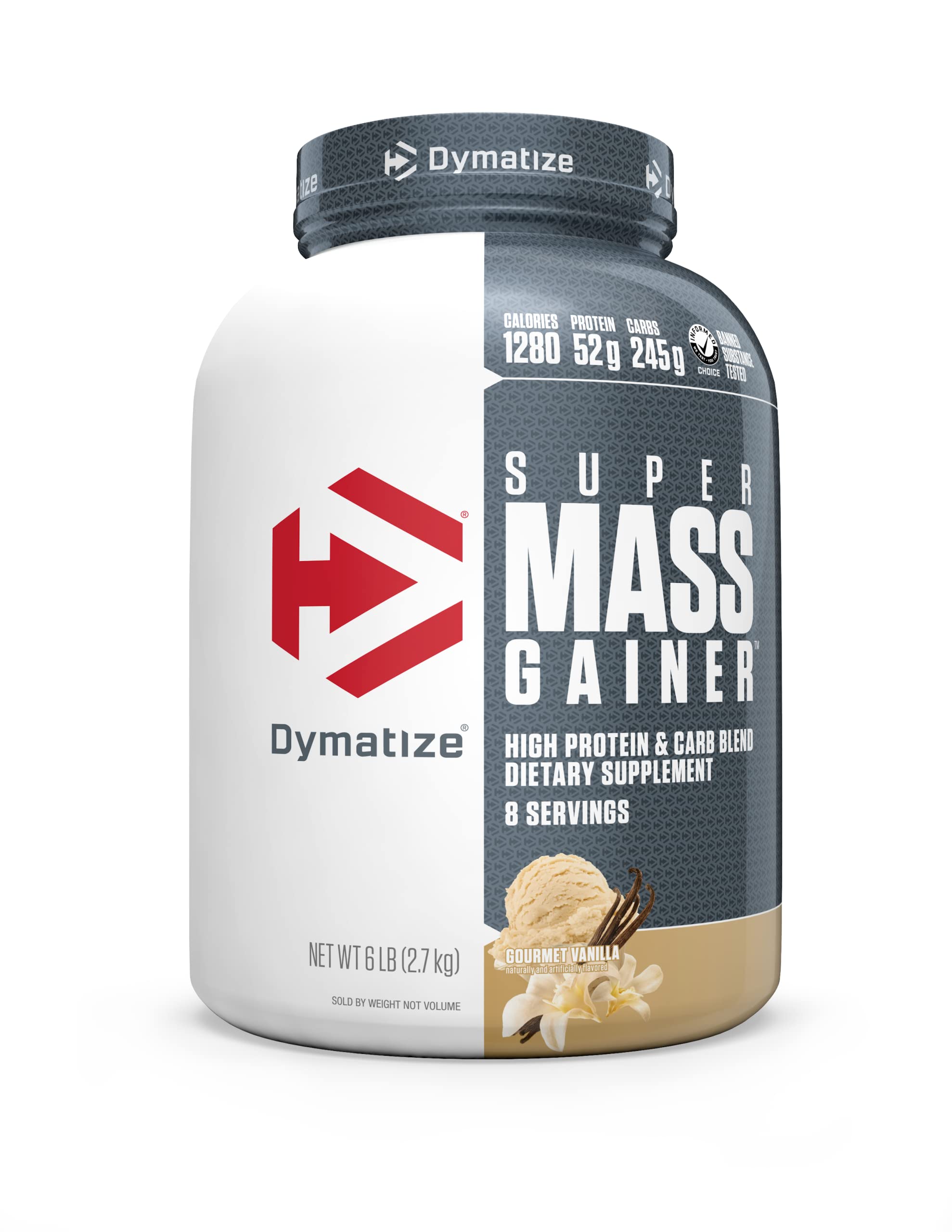 Dymatize Super Mass Gainer Protein Powder 52g Protein 1280 Calories 6 Pound Gourmet Vanilla & Rich Chocolate (Pack of 2)
