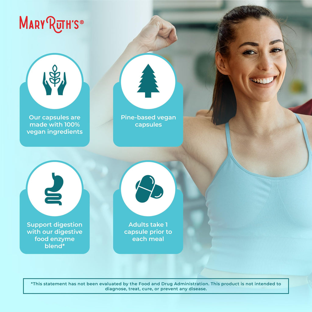 MARYRUTH'S Digestive Food Enzymes for Digestive Support, 60 Capsules