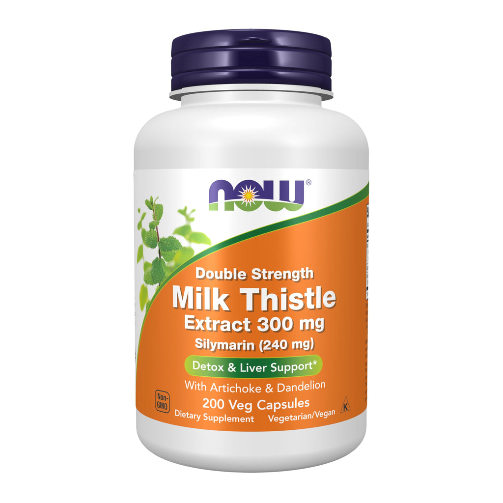 NOW Foods Supplements, Silymarin Milk Thistle Extract 300 mg with Artichoke and Dandelion, Double Strength, 200 Veg Capsules