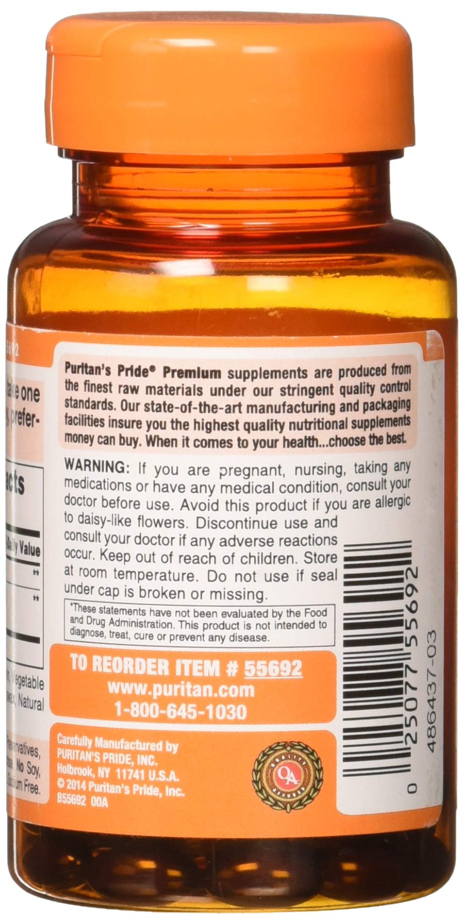 Puritan's Pride Zeaxanthin 4mg with Lutigold™ Lutein 10mg Carotenoids, Dietary Supplement for Healthy Eyes and Vision, 60 Easy-to-Swallow Rapid Release Softgels (Pack of 2)