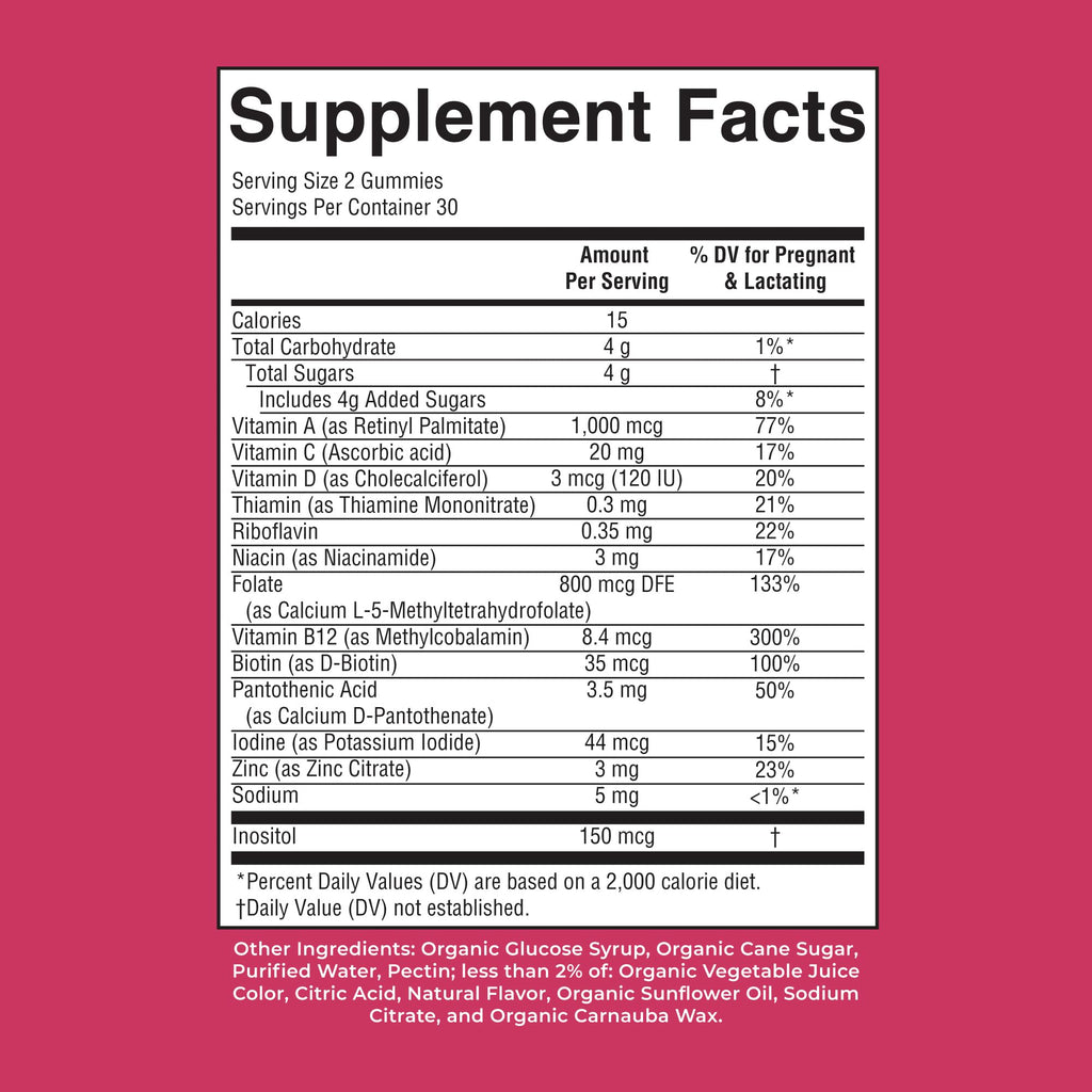 MARYRUTH'S USDA Organic Prenatal & Postnatal Multivitamin Gummies, 60 ct