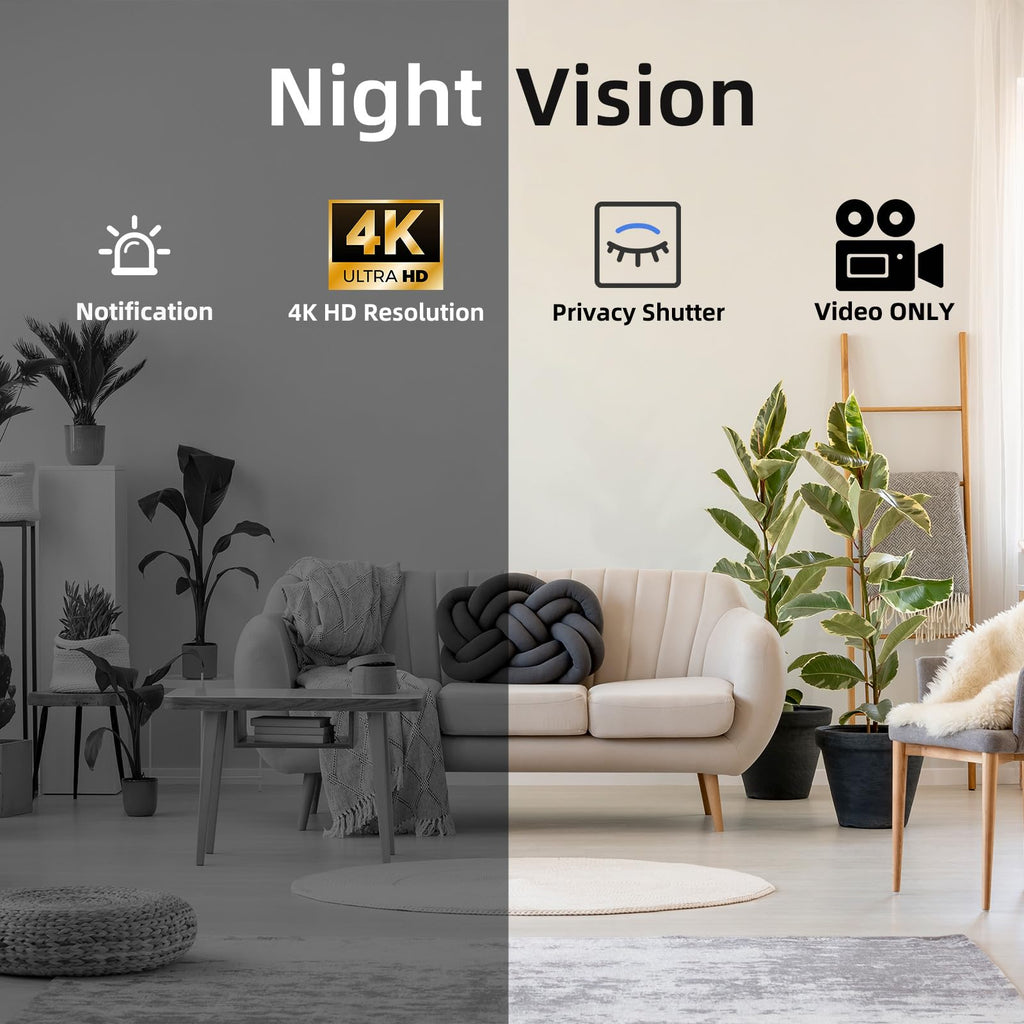 JOOKACE Hidden Camera Clock with Bluetooth Speaker 4K WiFi Indoor Camera for Home Security - Mini Nanny Cam with Night Vision, Motion Detection, Remote Live Stream