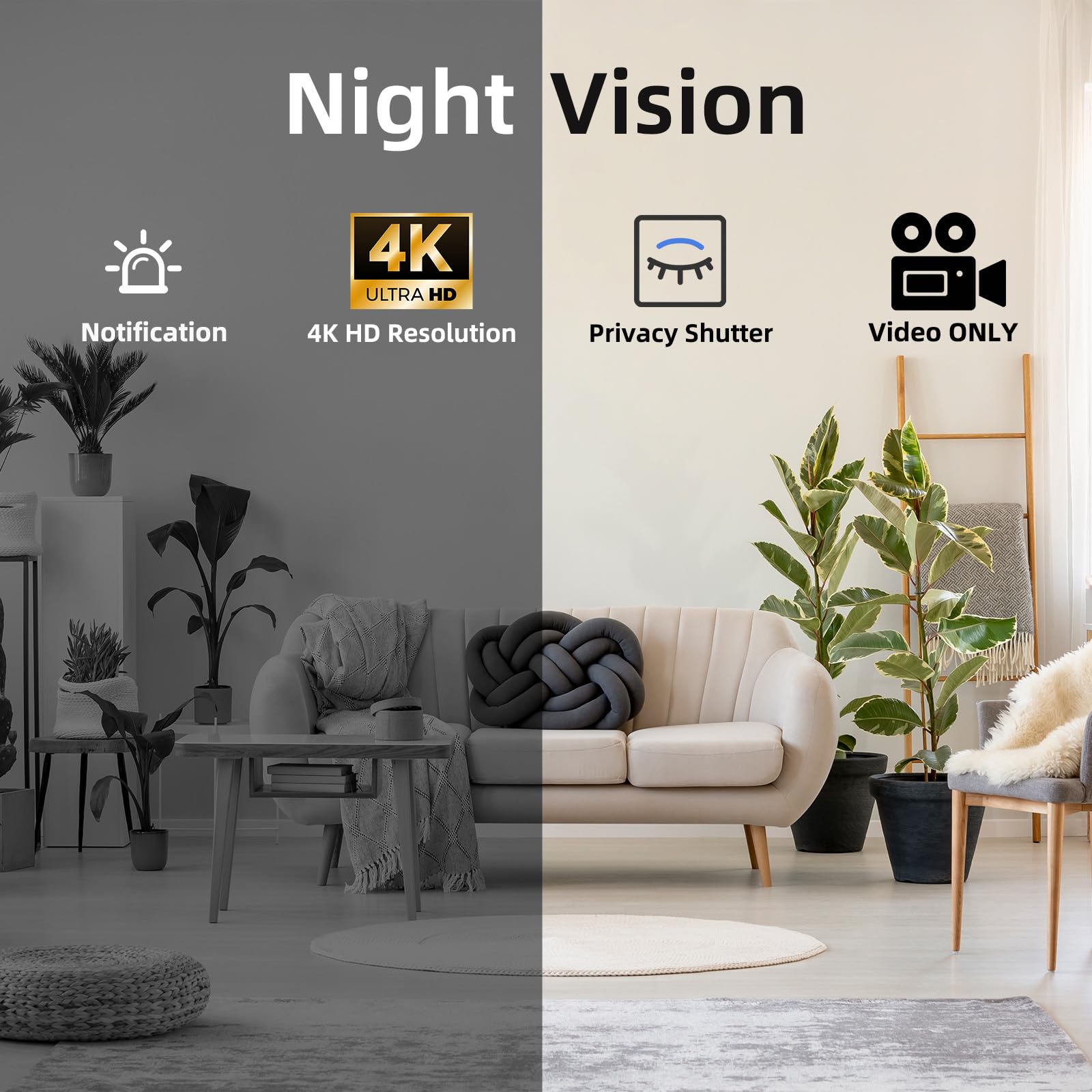 JOOKACE Hidden Camera Clock with Bluetooth Speaker 4K WiFi Indoor Camera for Home Security - Mini Nanny Cam with Night Vision, Motion Detection, Remote Live Stream