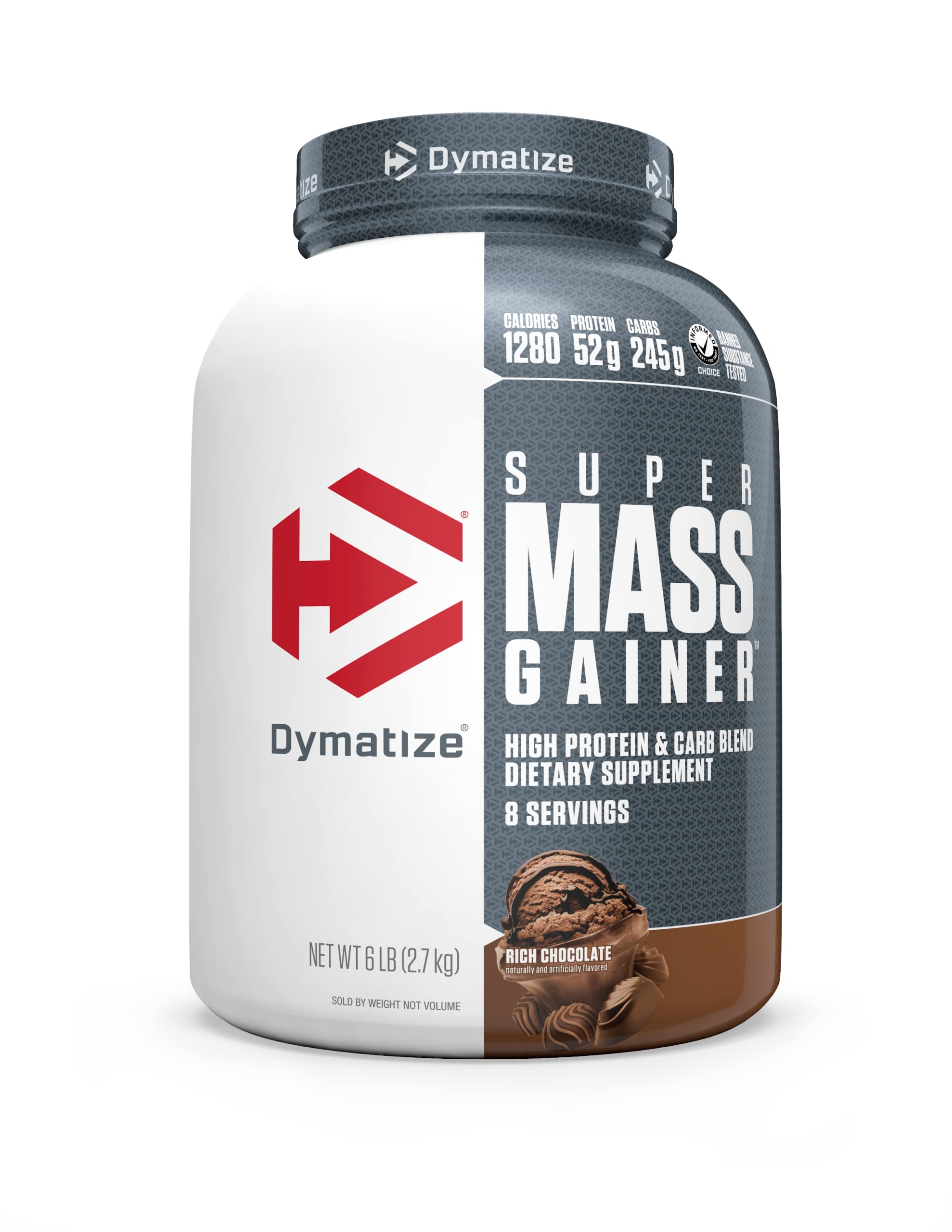 Dymatize Super Mass Gainer Protein Powder 52g Protein 1280 Calories 6 Pound Gourmet Vanilla & Rich Chocolate (Pack of 2)