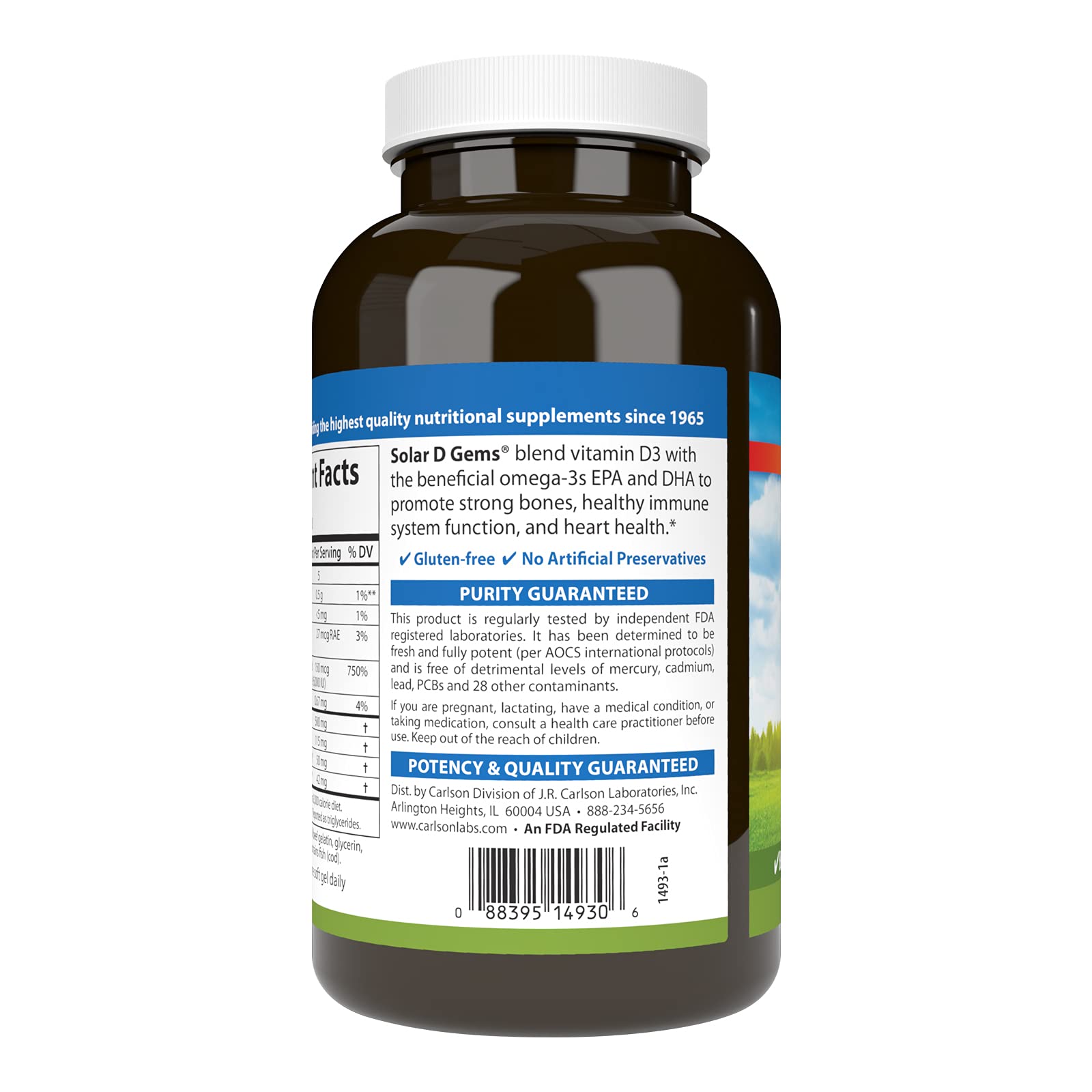 Carlson Solar D Gems, 6000 IU (150 mcg) Vitamin D3, Lemon, 360 Softgels