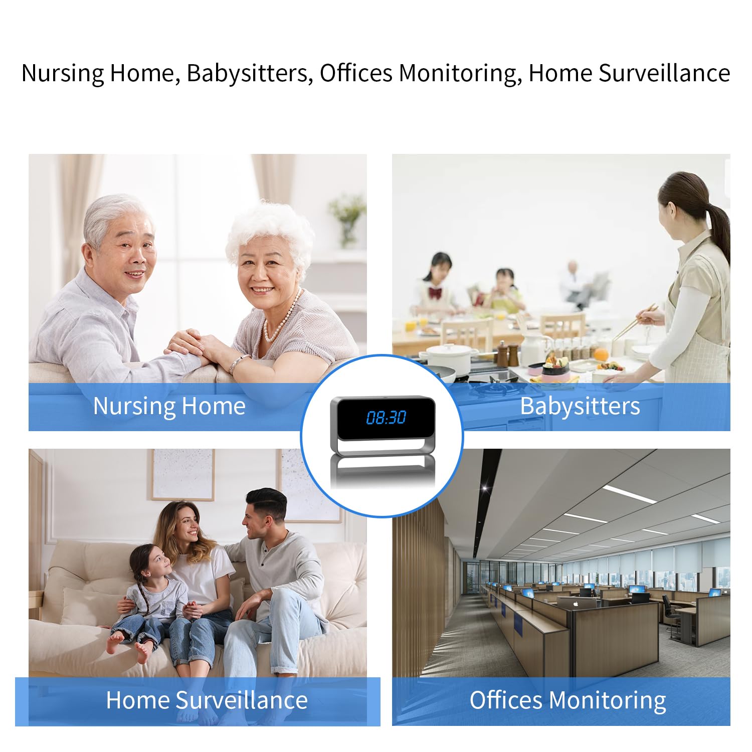 HiSpyCam Mini Wireless Security Camera with Clock Display - Full HD 1080P - WiFi Nanny Cam for Home Use - Strong Night Vision - Cloud/Local Storage