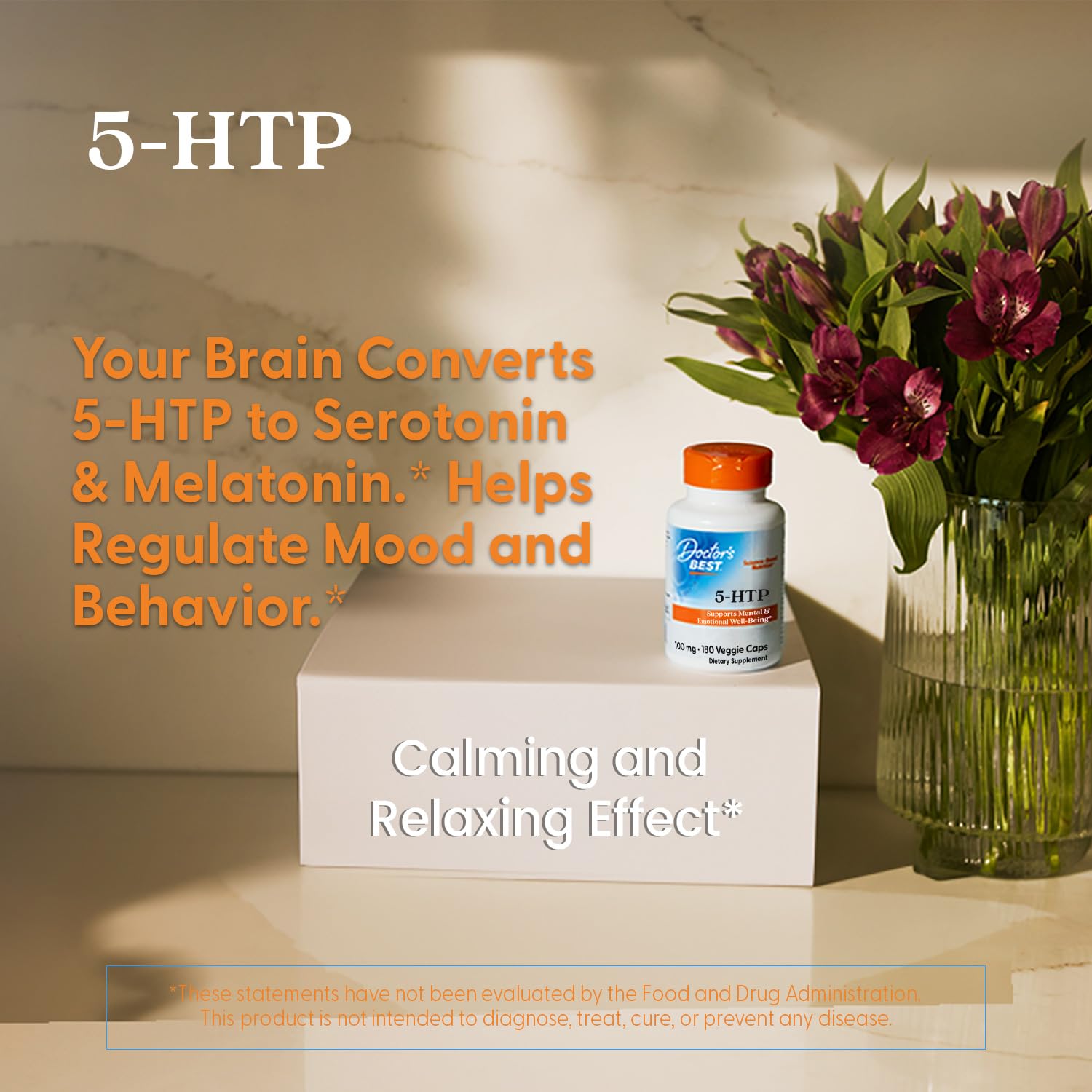 Doctors Best 5-HTP 100mg Capsules - Vegan 5HTP Supplement for Women & Men, Supports Mental & Emotional Well-Being for Adults, Non-GMO, Gluten Free, Soy Free - 180 Veg Caps