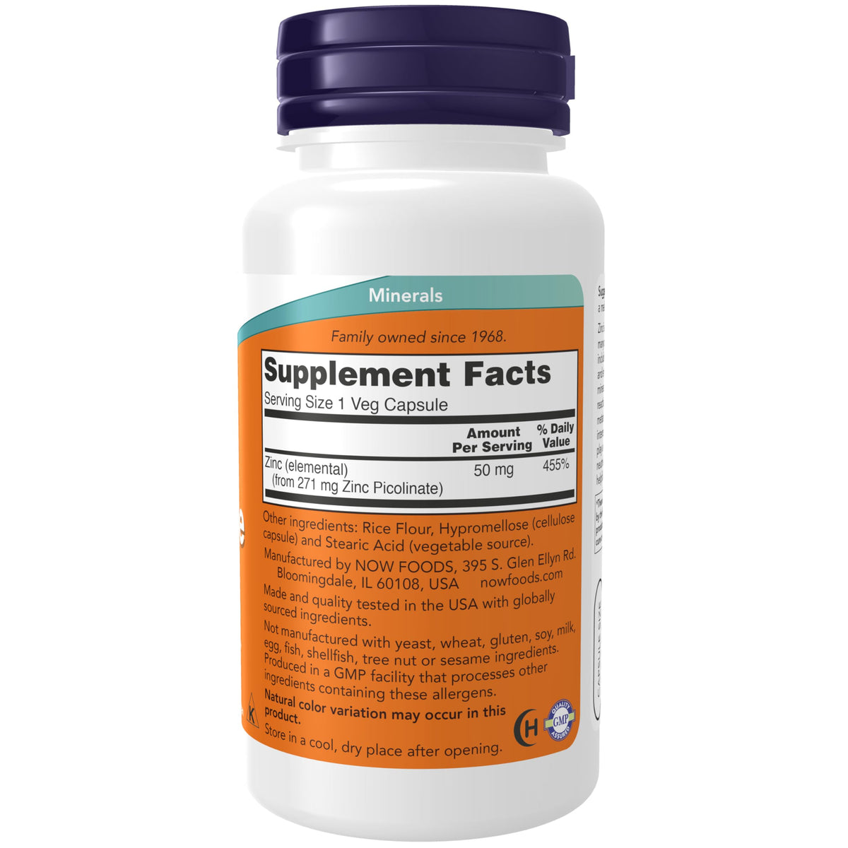 NOW Foods Supplements, Zinc Picolinate 50 mg, 120 Veg Capsules (Packaging may vary)