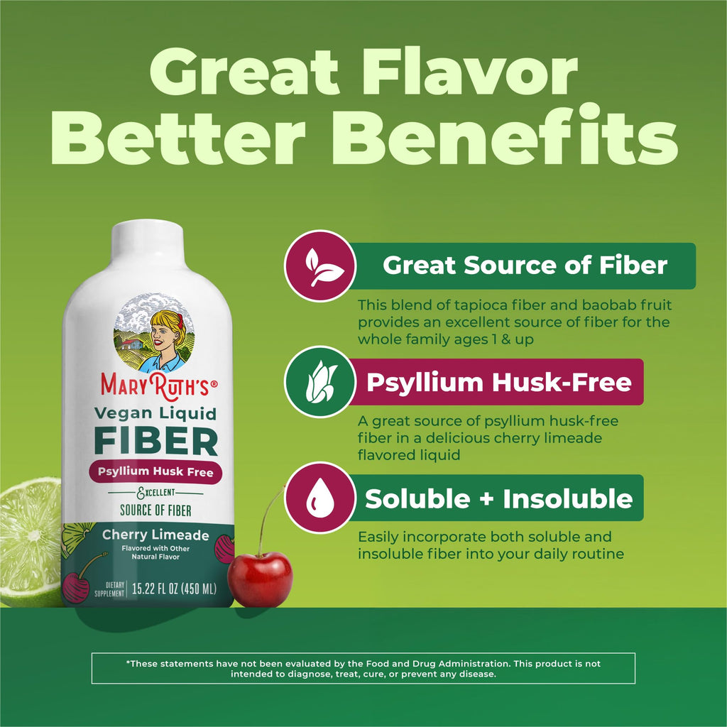 MARYRUTH'S Liquid Fiber for Ages 1+, Baobab Fruit, No Added Sugar, 15.22 oz