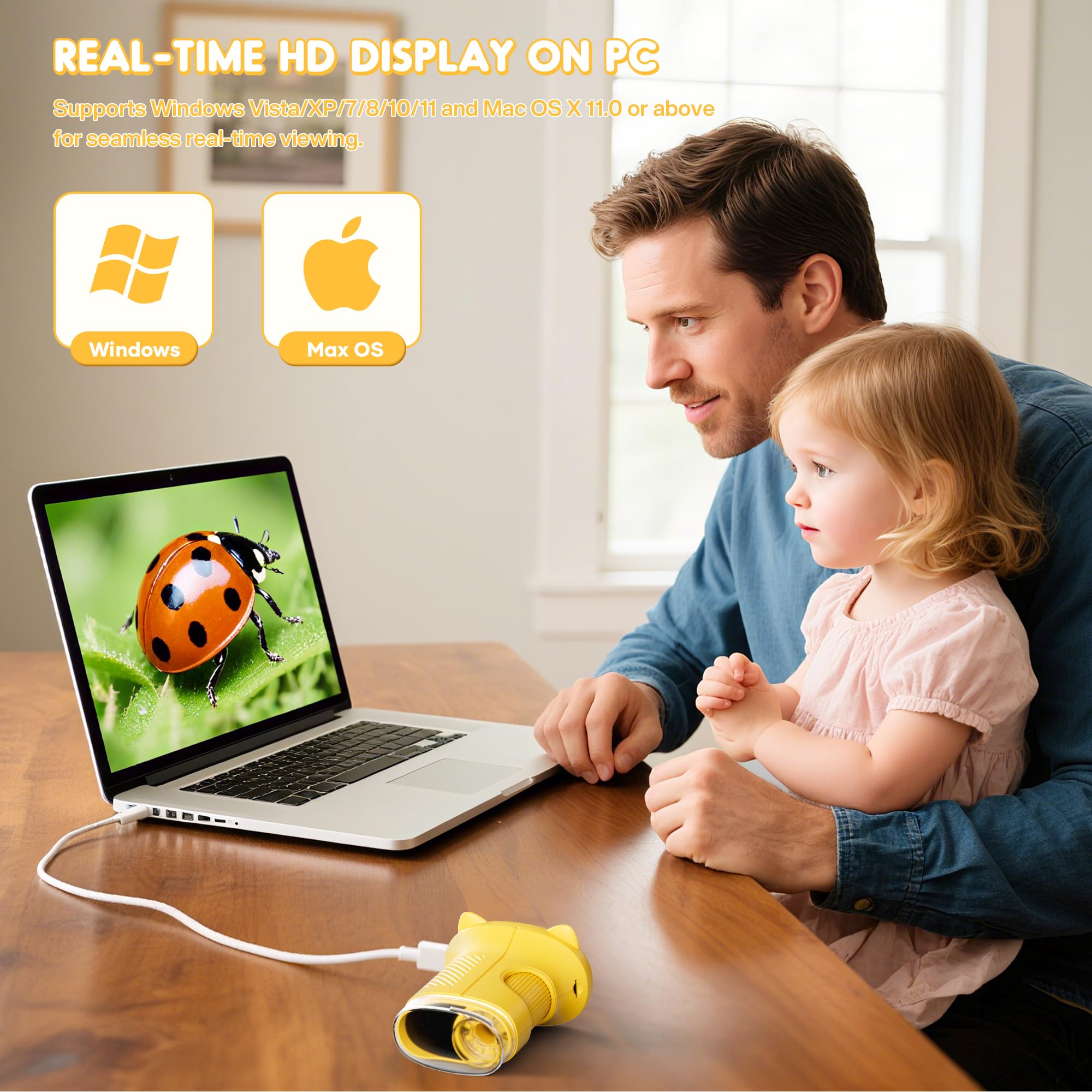 Handheld Digital Microscope for Kids,1000X Pocket Wonderquest Microscope