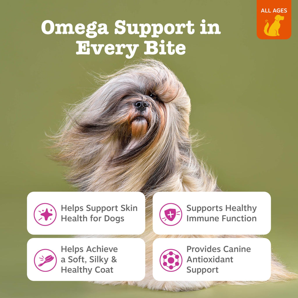 Zesty Paws Salmon Oil for Dogs Skin and Coat, Omega 3 Fish Oil Chews, Dog Allergy Relief Chews, Itch Relief Supplement, 90 Count, Salmon Flavor