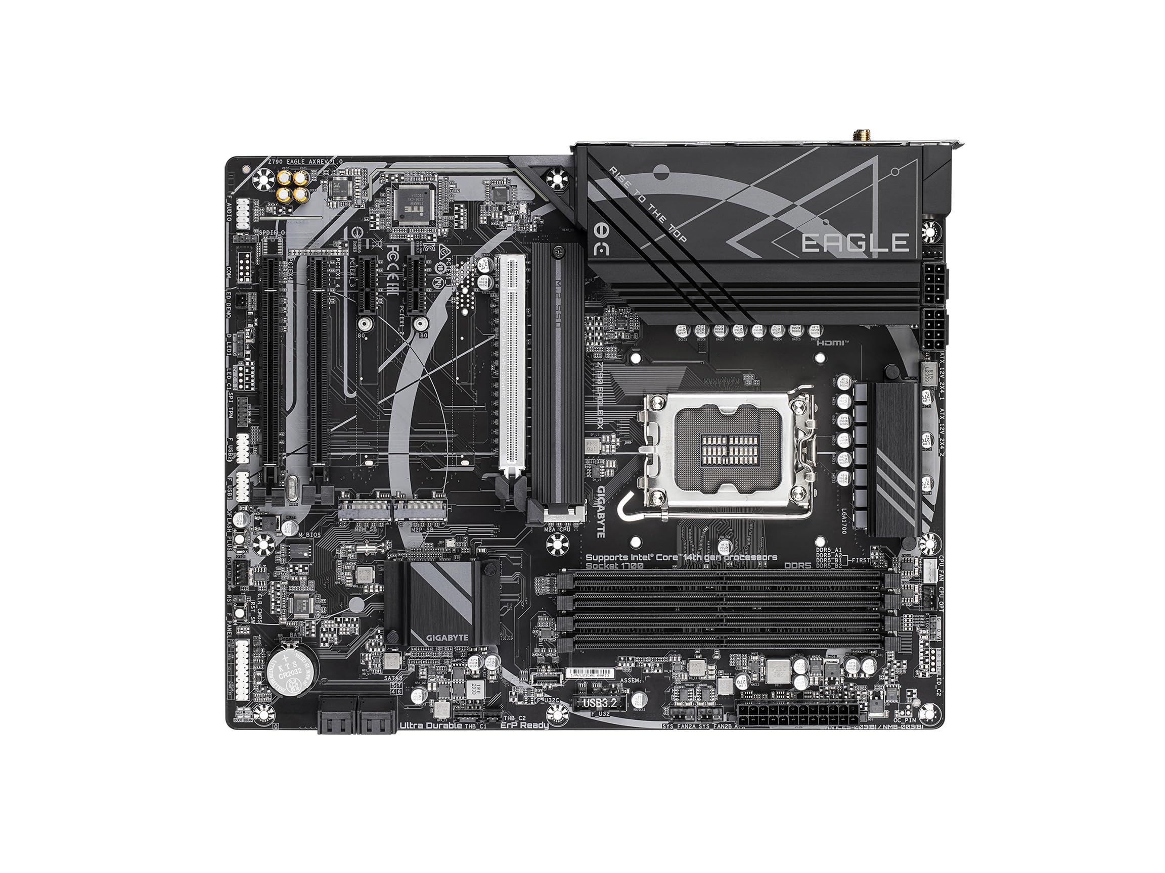 GIGABYTE Z790 Eagle AX LGA 1700 ATX Motherboard, Support Intel Core 14th/13th/12th Gen, DDR5, 12+1+1 Power Phase, 3X M.2, PCIe 5.0, USB-C 3.2, WIFI6E, 2.5GbE, Q-Flash, EZ-Latch, RGB Fusion