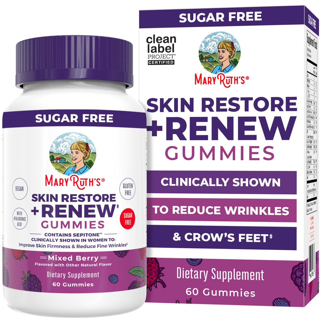 MaryRuth's Skin Restore + Renew Gummies with Hyaluronic Acid, 60 Gummies