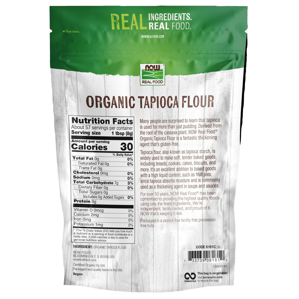 NOW Foods, Organic Tapioca Flour, Gluten-Free and Non-GMO Flour Replacement, 16-Ounce (Packaging May Vary)