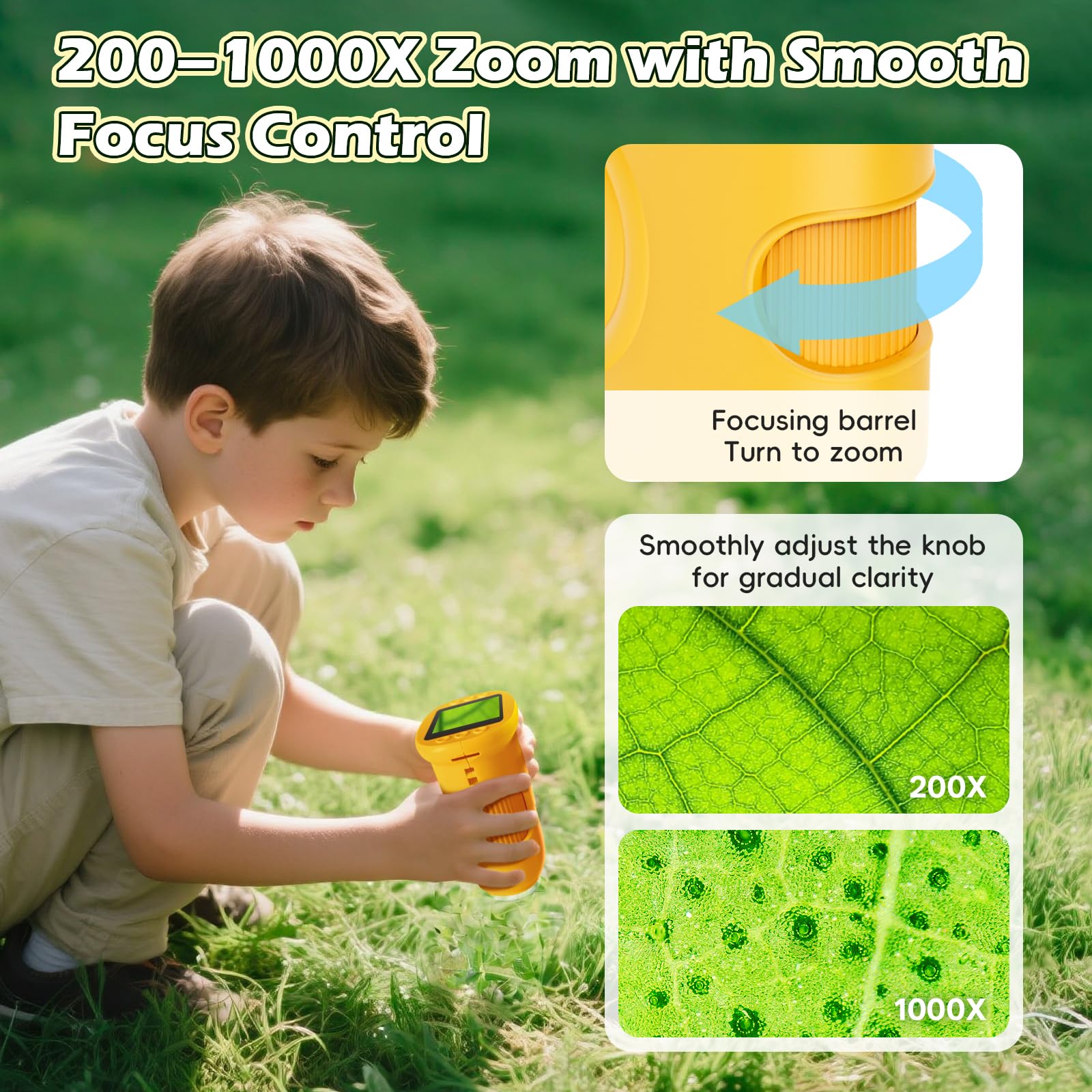 Alotwan Microscope for Kids 1000X Digital, Handheld Kids Microscope