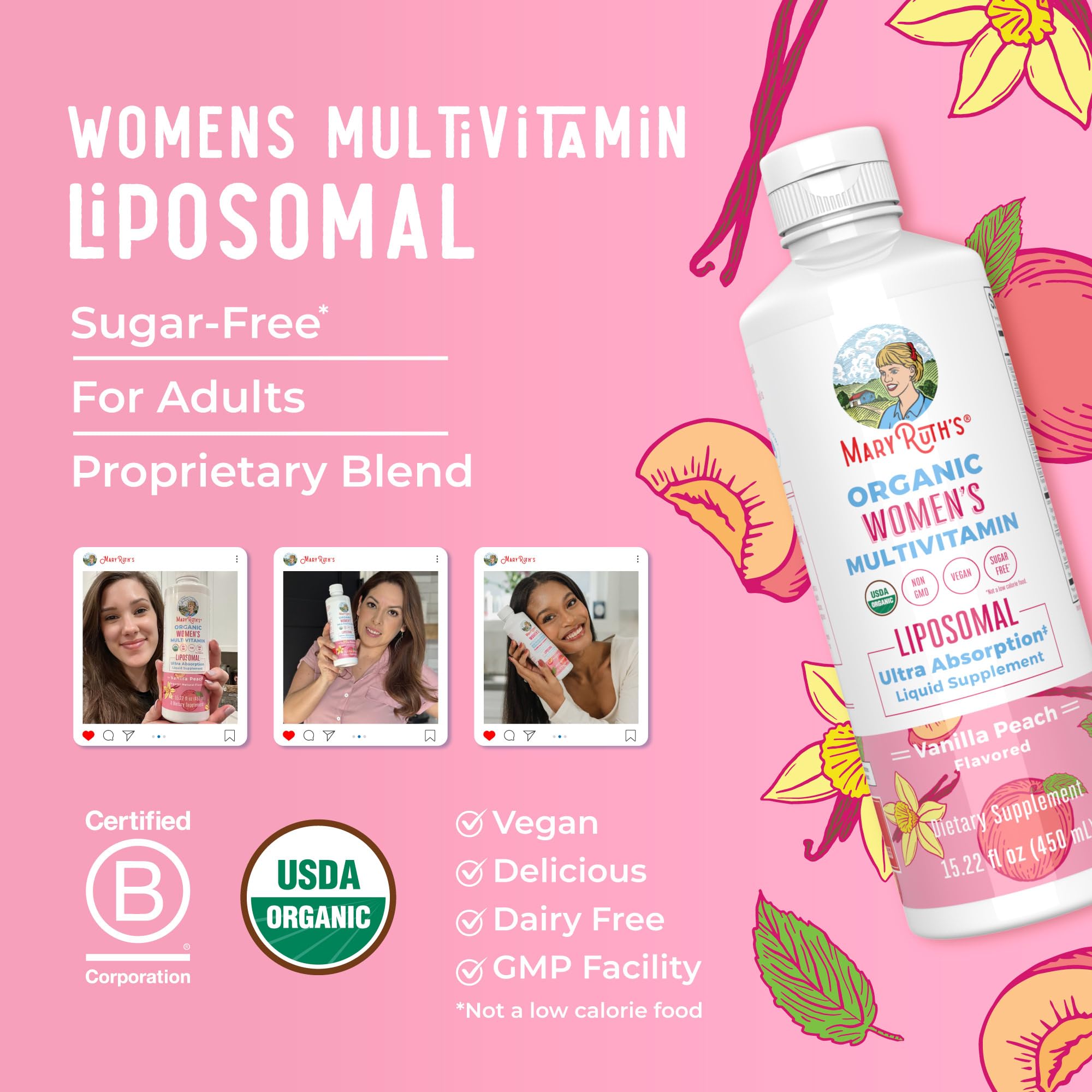 MARYRUTH'S Women's Multivitamin Liposomal, Ultra Absorption, 15.22 Fl Oz