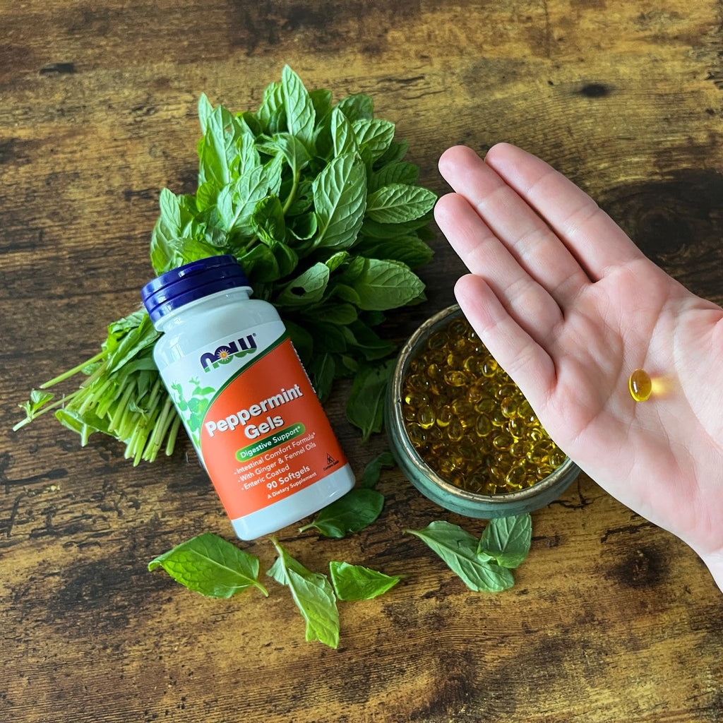 NOW Foods Supplements, Peppermint Gels with Ginger & Fennel Oils, Enteric Coated, 90 Softgels