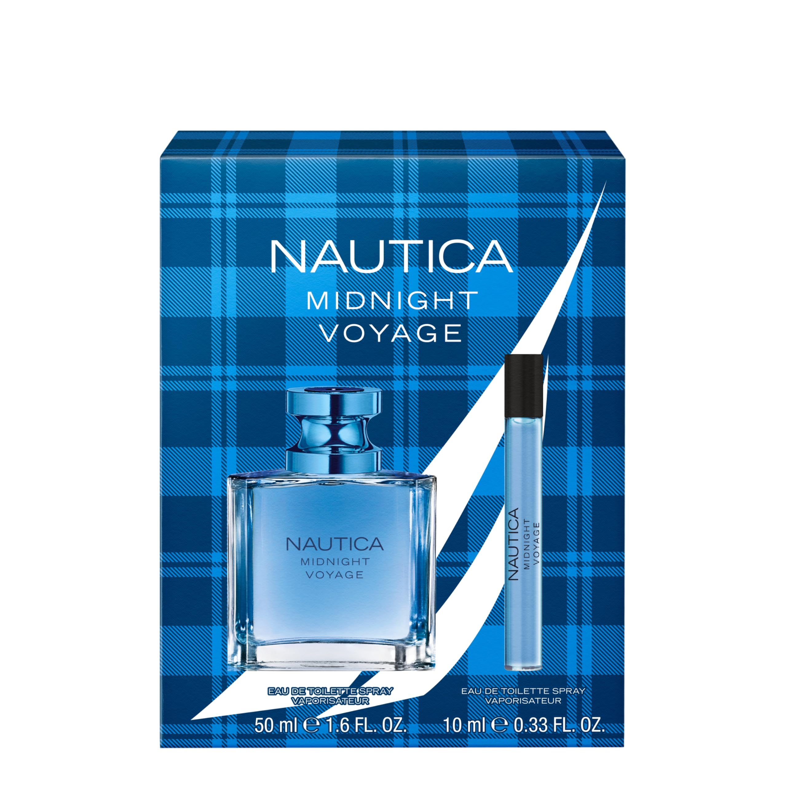 Nautica Midnight Voyage Giftset, 1.6oz EDT + 0.33 fl oz Pen Spray, Notes of Pink Pepper, Amber, and Mint, Men's Fragrance, Long Lasting, Everyday Fragrance, Travel Size