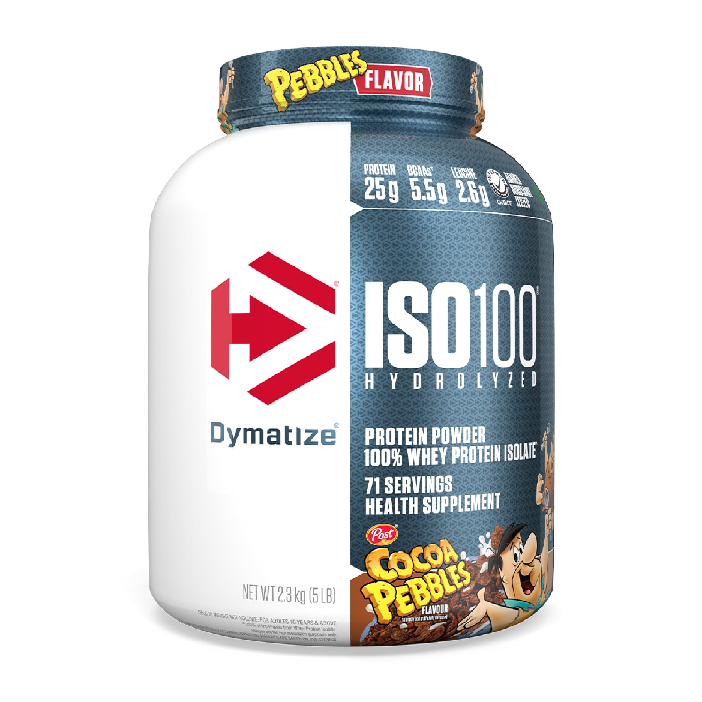 Dymatize x Cocoa Pebbles ISO100 Whey Protein Powder Isolate, 25g of Protein, 5.5g BCAAs, 120 Cal., Gluten Free, 1g Fat, 1g Sugar, 2g Carb (71 Servings) (Pack of 6)