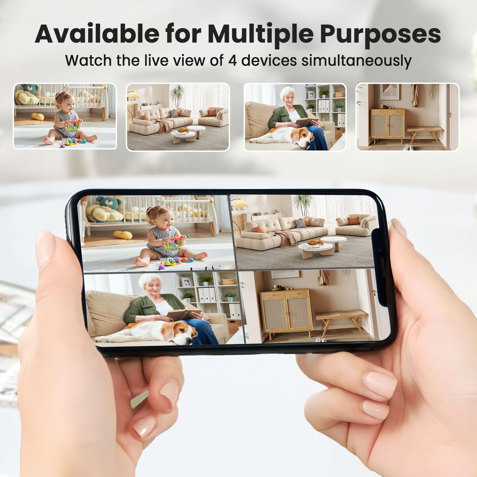 Spy Camera, 4K Hidden Camera with Live View, Plug-in Mini Camera with 24/7 Recording, Nanny Cam with Motion Alerts, Cloud & TF Storage, Night Vision Spy Cam, Wired Indoor Cameras for Home Security