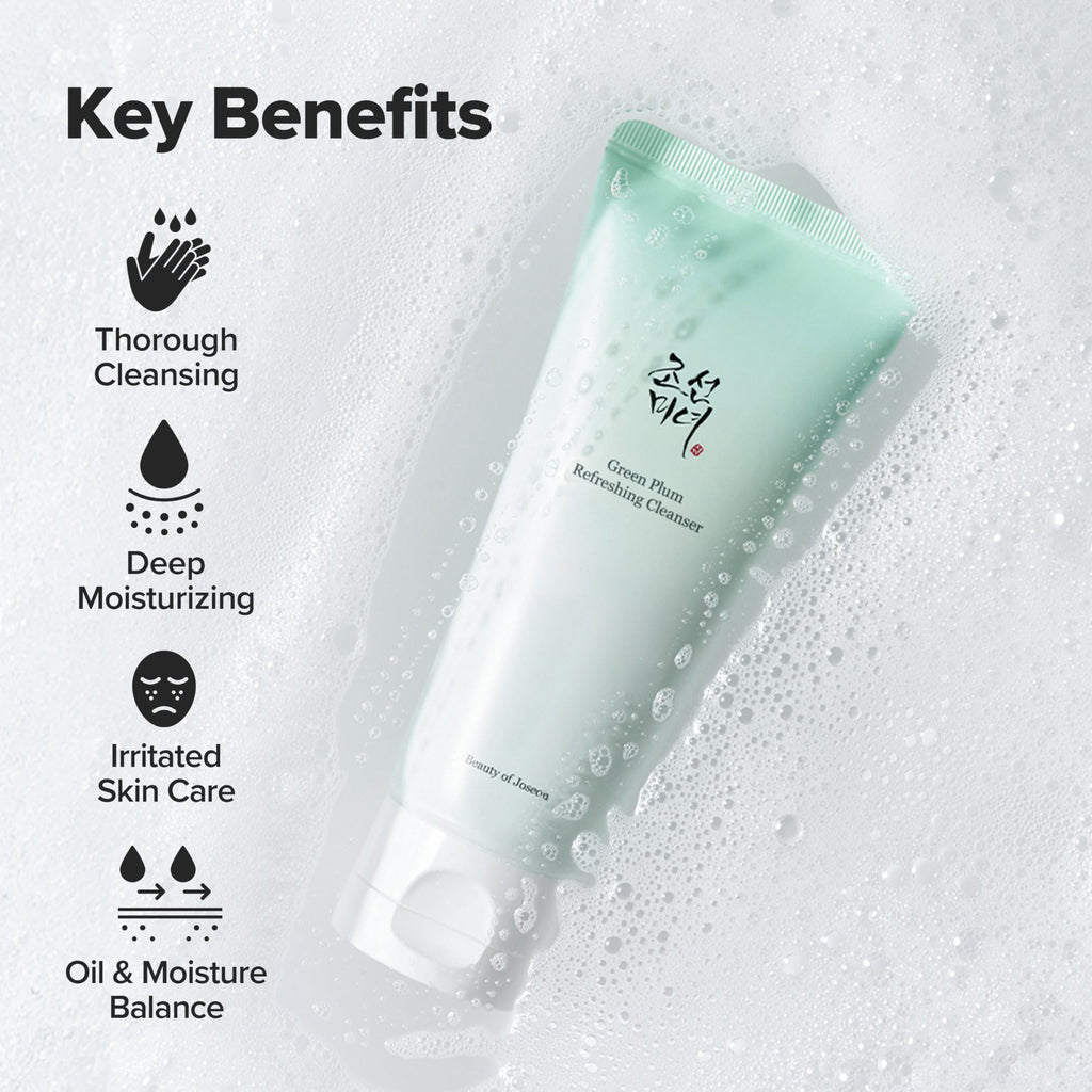 Beauty of Joseon Dynasty Cream Hydrating Face Moisturizer (100ml, 3.38 fl.oz.) with Green Plum Refreshing Cleanser (100ml, 3.38 fl.oz.), Korean Skincare
