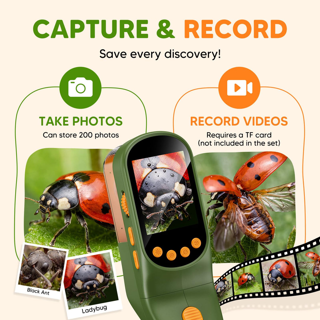 wizwink Bug Catcher for Kids with Kids Microscope, 500X Zoom Camera Toy
