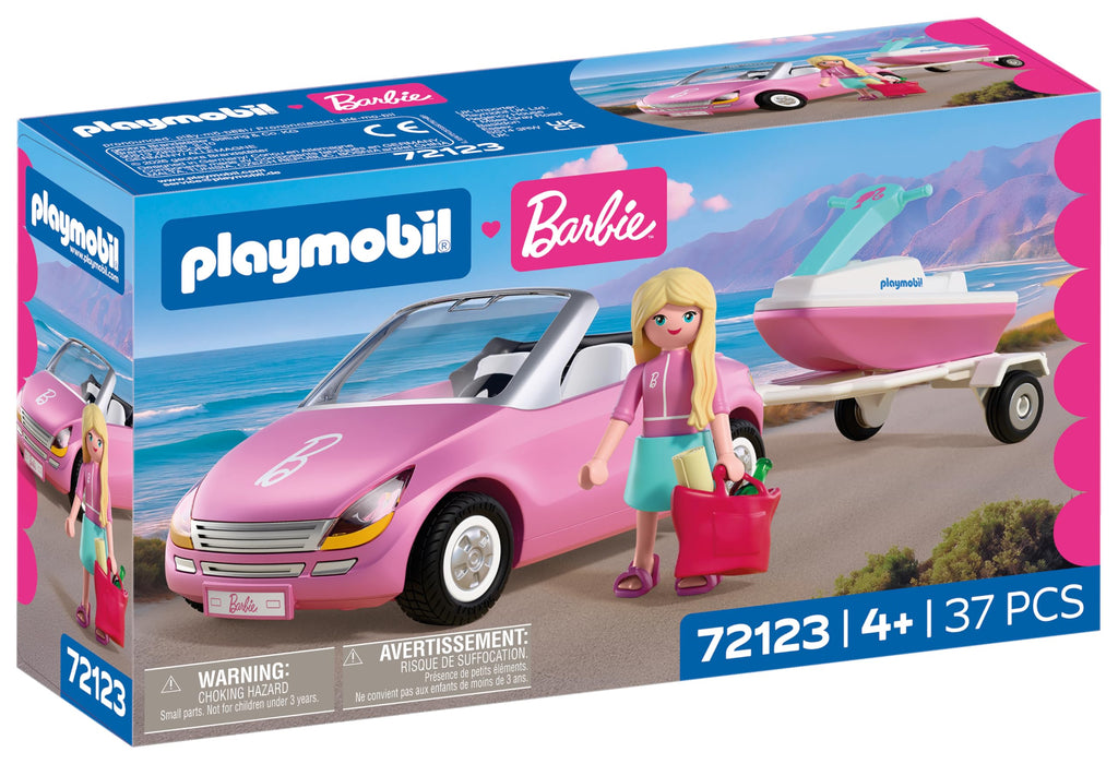 Playmobil | Barbie x Barbie Convertible | Convertible Car with Trailer & Jet Ski | Vehicle & Water Fun | Creative Playset for Children Aged 4+ | 72123