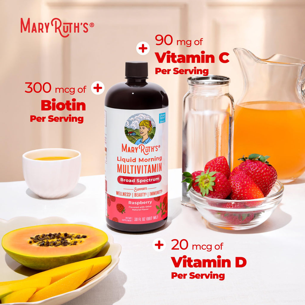 MARYRUTH'S Liquid Morning Multivitamin for Women, Men & Kids, 32 Servings