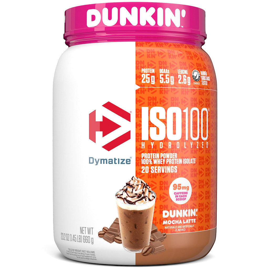 Dymatize ISO100 Hydrolyzed Protein Powder & ISO100 Hydrolyzed Protein Powder in Dunkin' Mocha Latte Flavor