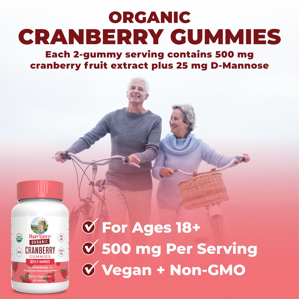 MARYRUTH'S USDA Organic Cranberry Gummies - 500mg, 30 Servings, Non GMO