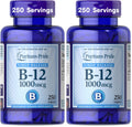 Puritan's Pride Timed Release Vitamin B-12 1000mcg,Vegetarian Dietary Supplement for Energy Metabolism,Heart,Circulatory,and Nervous System Health Support,8 Month Supply,250 Caplets,(Pack of 2)