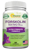 aSquared Nutrition Forskolin 500mg Per Serving Max Strength-180 Capsules, Supplement for Pure Weight Loss Fuel, Coleus Forskohlii Root - Forskolin Diet Pills, Belly Buster Fat Burner 2X Slim Trim Lose